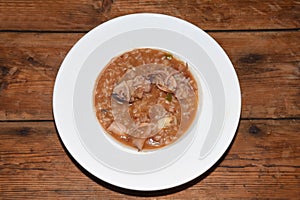 Detail of a soupy rice