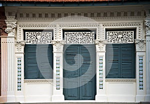 Detail of a southeast Asian Shophouse photo