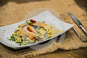 Detail on special designe for food on plate