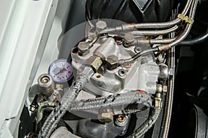 A detail of the sports car engine.