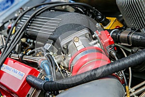 A detail of the sports car engine