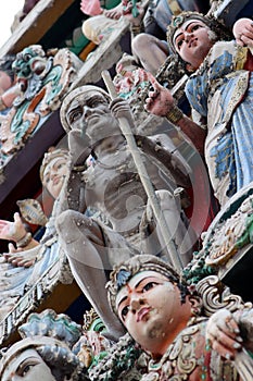 Detail of the Sri Mariamman Hindu temple in Chinatown Singapore