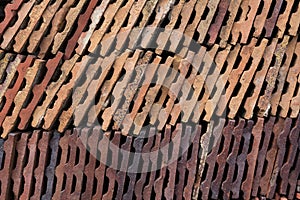 Detail of a stack of house roof tiles
