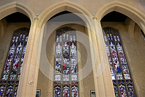 Detail of the stained-glass inside the church