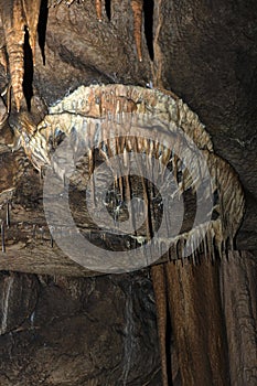 Detail of Stalactite and stalagmite in Aggtelek cave