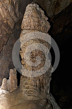 Detail of Stalactite and stalagmite in Aggtelek cave