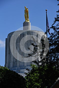 Detail of State Capitol in Salem  the Capital City of Oregon
