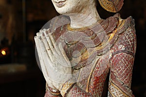 Detail of a statue of Buddha