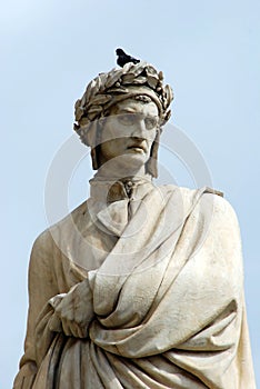 Detail of the Statue of Dante in Piazza Santa Croce in Florence