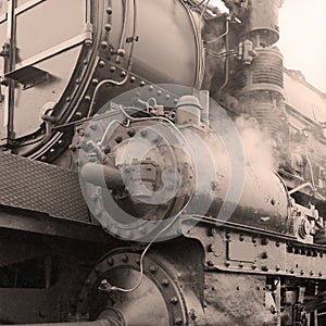 Detail of a steam locomotive