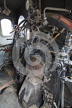 Detail of a steam locomotive firebox