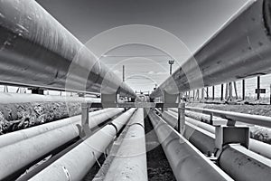 Detail of steel light pipeline in oil refinery