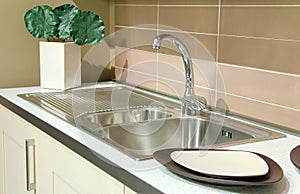 Detail of a steel stylish sink