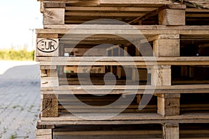 Detail of stock wood pallet under sun light