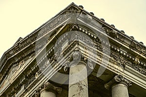 Detail of the stone roof with relief patterns at the pagan temple built in honor of the Sun God Mithra in the village of Garni, ne