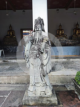 Detail of stone statues inside the Wat Pho