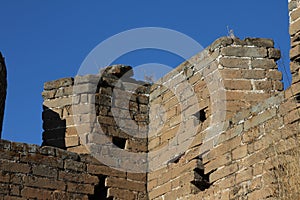 Detail of stone tower of the Great Wall of China