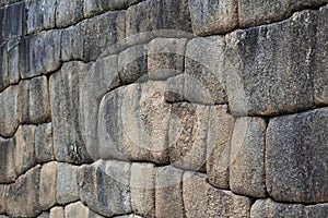 Detail Of Stone Wall Machu Picchu Inca Ruins Peru