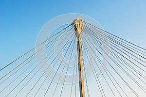 Detail of the structure of a cable-stayed bridge