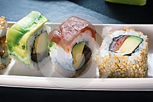 Detail sushi rolls