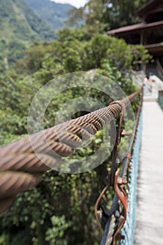 Detail of suspended bridge at the Pailon del Diablo, Ecuador