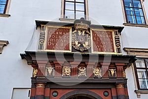 Detail of the Swiss gate at the Imperial Palace Vienna Austria. September 2017