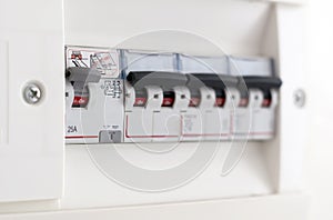 Detail of a switch in a domestic fuse box