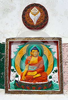 Detail of Tall Shanti Stupa near Leh