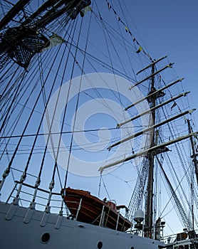 detail of tall ship in the harbour of la spezia