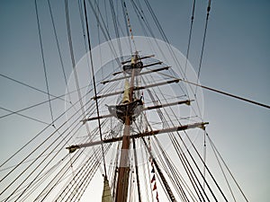 detail of tall ship in the harbour of la spezia