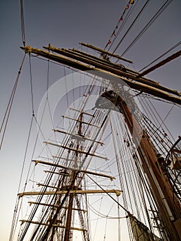 detail of tall ship in the harbour of la spezia