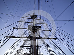 detail of tall ship in the harvour of la spezia