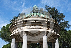 A detail of the Tempietto di Diana in Villa Borghese, Rome, Italy