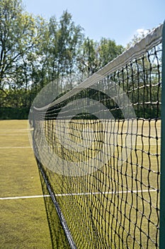 Detail of tennis net on court