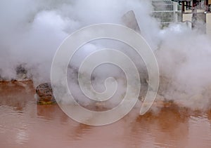 The detail texture of Cow Dung Wall with grunge orange background