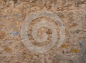 The detail texture of Cow Dung Wall with grunge orange background