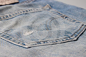 Detail,Texture of the old torn blue jeans