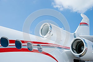 Detail of three engined corporate jet