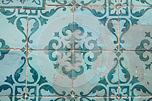 Detail of tiled old wall from building in Portugal