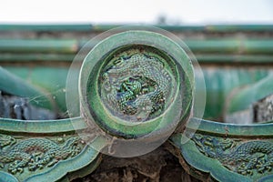 Detail of tiles on Temple of Heaven in Beijing China