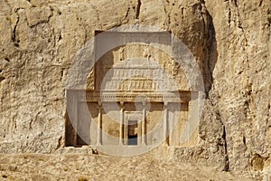 Detail of Tomb of Persian Kings Darius I at Naqsh-e Rustam, Shiraz, Iran.