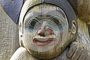 Detail of a totem pole carving