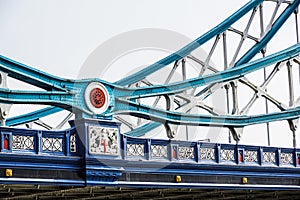 Detail of Tower Bridge over the River Thames, London, UK