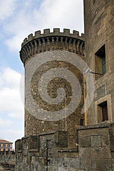 Detail of tower in Castel Nuovo Maschio Angioino - Naples - Italy