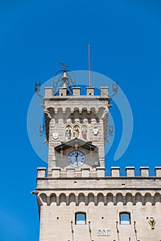 Detail of the tower of the Palazzo del Governo, and is the place where the official ceremonies take place photo