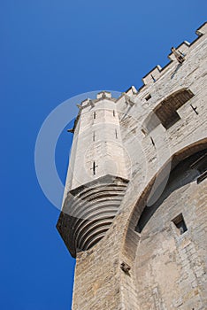 Detail of the tower, a part of the facade of Palais des Papes, Avignon
