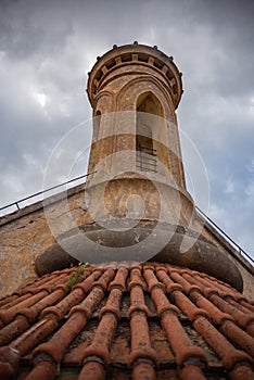 Detail Of A Tower On The Roof Of The Cathedral Of Monreale, Near Palermo, In The South Of Italy