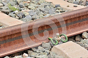 Detail of the track of a conventional train