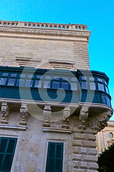 Detail of a traditional balcony, Palacio del Gran Maestre, La Valeta, isla de Malta