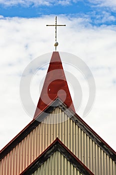 Detail of traditional icelandic wooden church in Grindavik